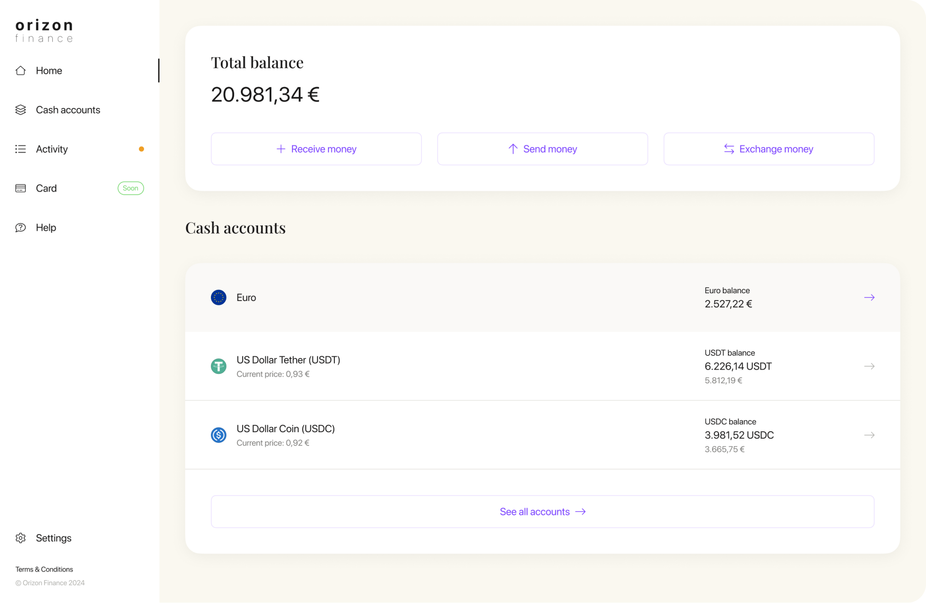 Orizon dashboard